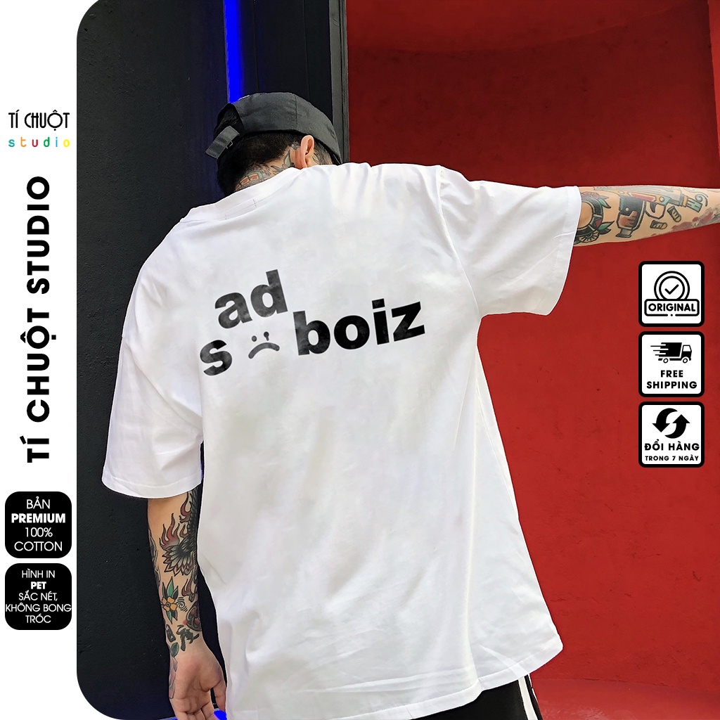 Áo thun sadboiz nam nữ, áo phông unisex phản quang sadboiz tay lỡ form rộng  - Tí Chuột Studio