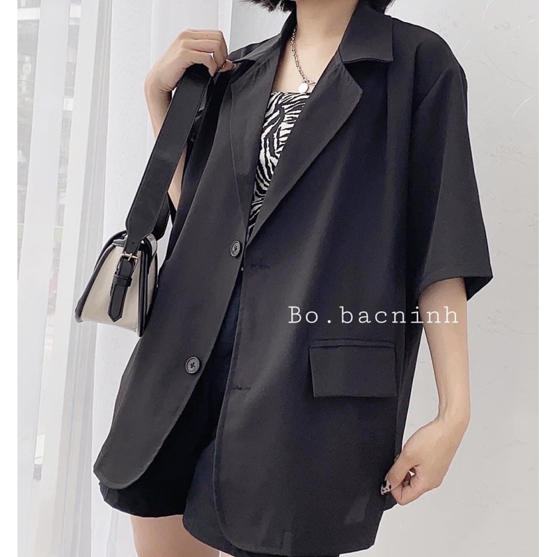 Áo khoác blazer cọc tay [ HÀNG LOẠI 1] hai màu trắng đen