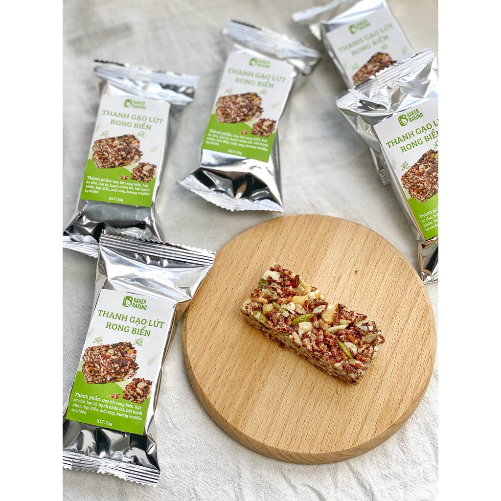 Thanh gạo lứt rong biển energy bar dinh dưỡng Baker Baking, thanh năng lượng healthy, eatclean