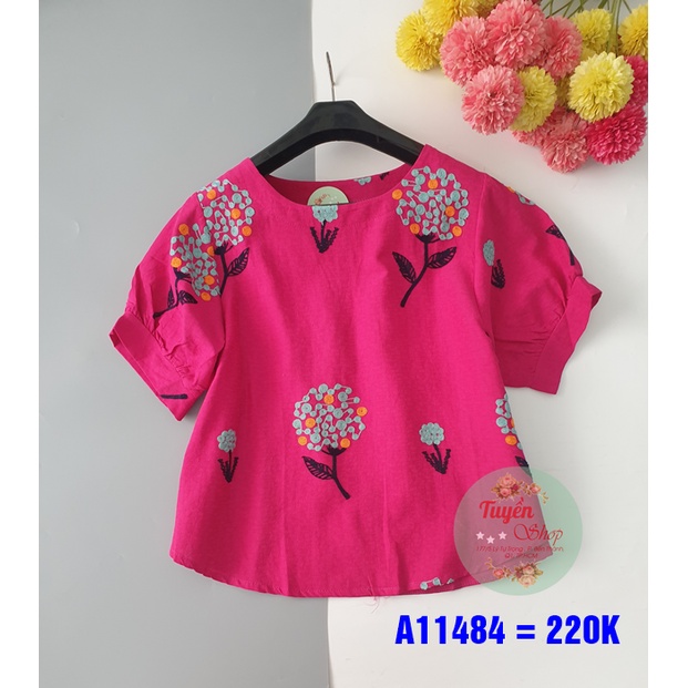 👕🆕️ Áo suông tay phồng thêu hoa cẩm tú cầu