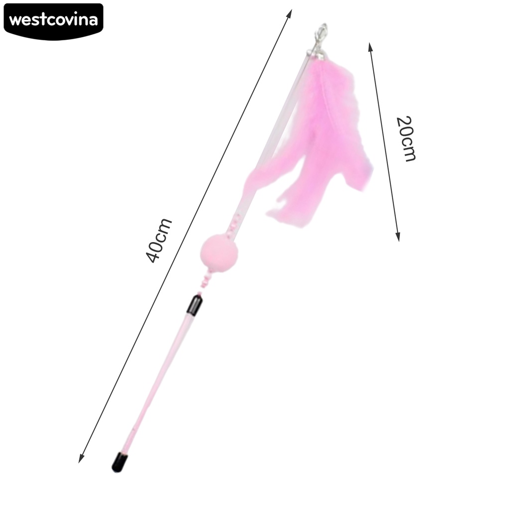 Đồ chơi gậy trêu chọc mèo bằng nhựa PVC gắn lông vũ chống cắn giảm căng thẳng