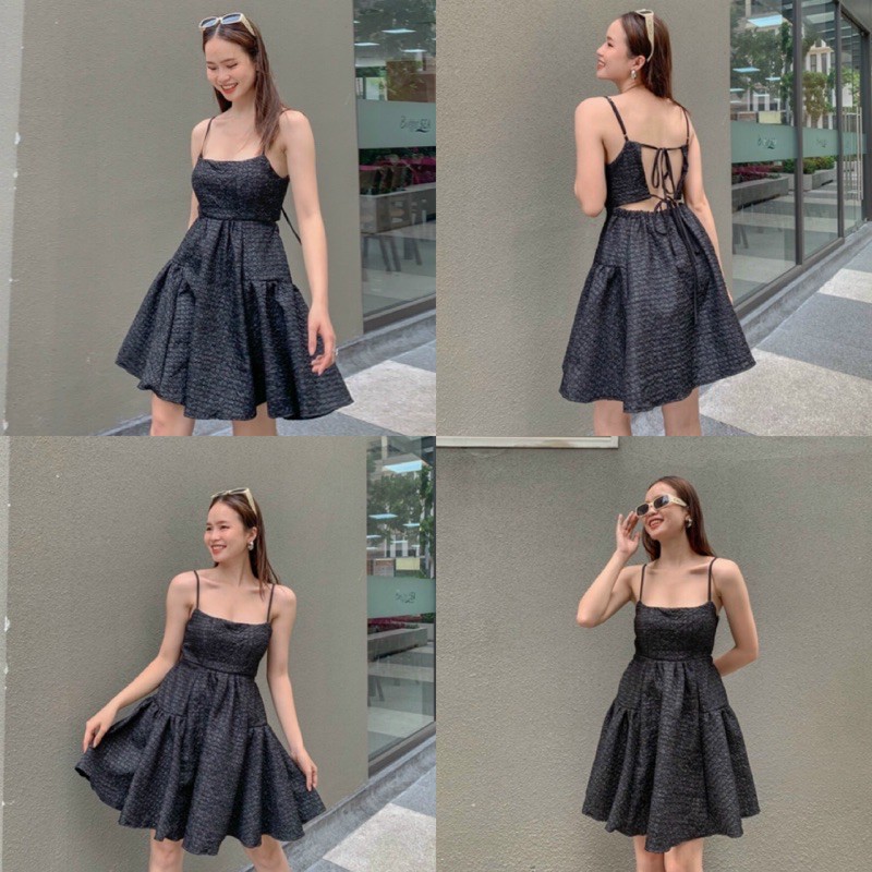 Đầm Xinh hai dây SWAN DRESS thiết kế cao cấp tinh tế chất vải Tapta dày dặn sau lưng đan dây xoè nhẹ phần đuôi