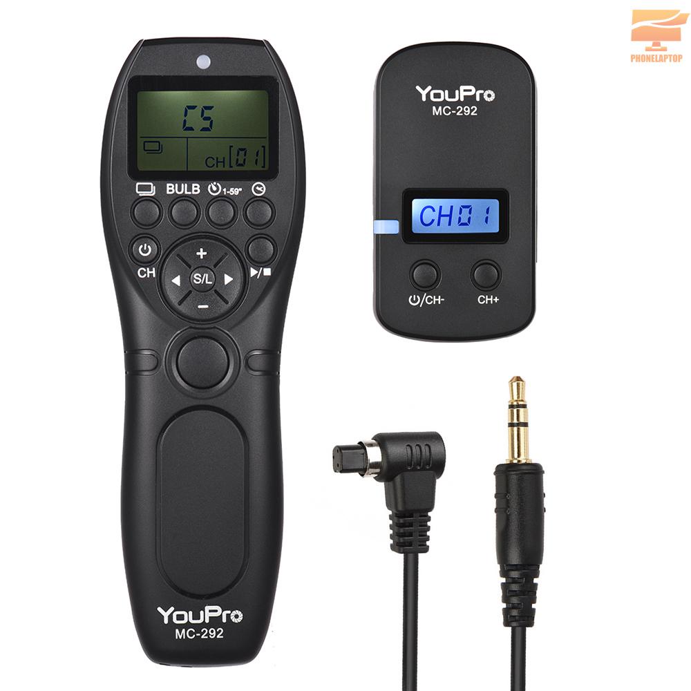 YouPro MC-292 N3 2.4G Wireless Remote Control LCD Timer Shutter Release Transmitter Receiver 32 Channels for Canon 7D 7DII 6D 50D 5DIII 5D 5DS 5DSR 40D 30D 20D 10D 1D 1DS 1DX 1DS Mark II 1DS Mark III 1DS Mark IV EOS-1V