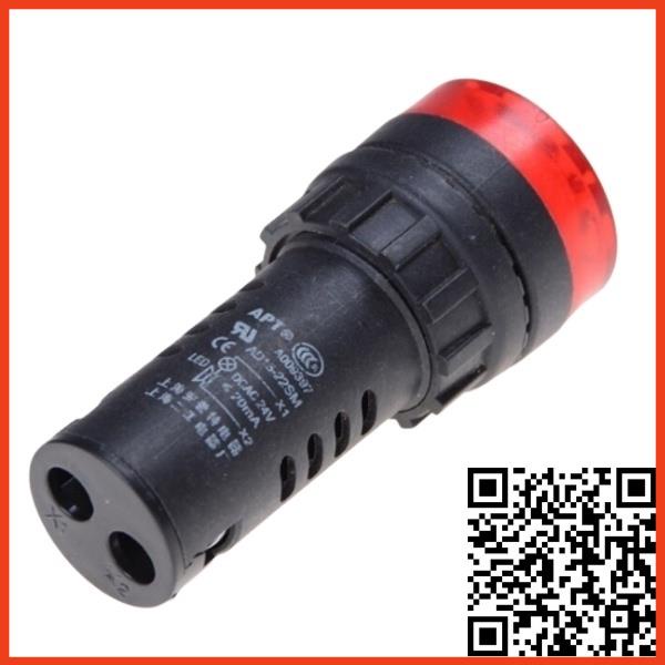 Đèn LED AD16-22SM có còi báo động phi 22mm điện áp 24VDC, 220VAC màu đỏ lắp tủ điện