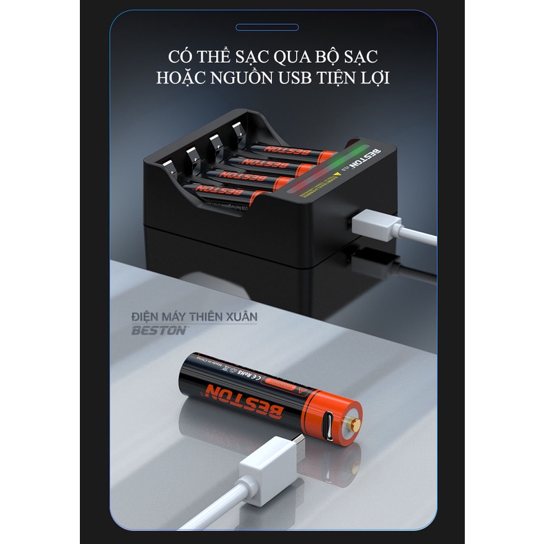 Pin Sạc 1.5V AA AAA (2A, 3A) Beston dùng cho remote, máy đo huyết áp, chuột vi tính, micro, đồng hồ, đô chơi, khóa cửa
