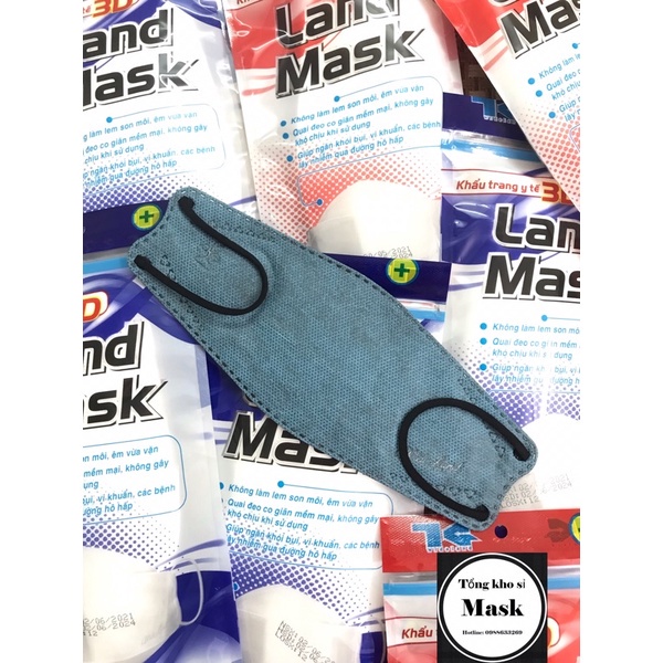 Khẩu trang 3D Land Mask 4 lớp túi mầu xanh 6 chiếc có kháng khuẩn - Mầu Xanh Than
