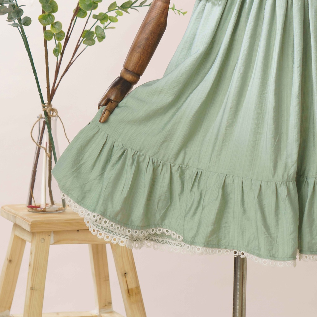 Váy Bé Gái Thiết Kế Ermengarde Màu Xanh Ngọc Tay Áo Viền Ren BEBAE KIDSWEAR