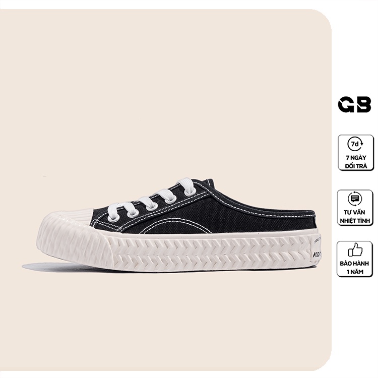 Giày Sục Thể Thao Nữ Giày BOM Sneaker Hở Gót Đế Bệt Vải Canvas Trơn 3 Màu Vàng Đen Trắng giayBOM B1566