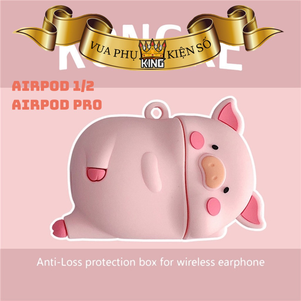 Vỏ bảo vệ bao đựng tai nghe ✔️ case airpod 1 2 Pro ✔️ Lợn hồng