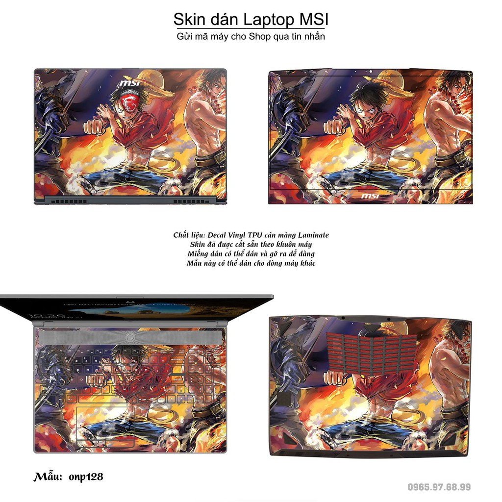 Skin dán Laptop MSI in hình One Piece nhiều mẫu 14 (inbox mã máy cho Shop)