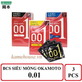 Bao cao su siêu mỏng Okamoto 0.01 Nhật Bản (3pcs)
