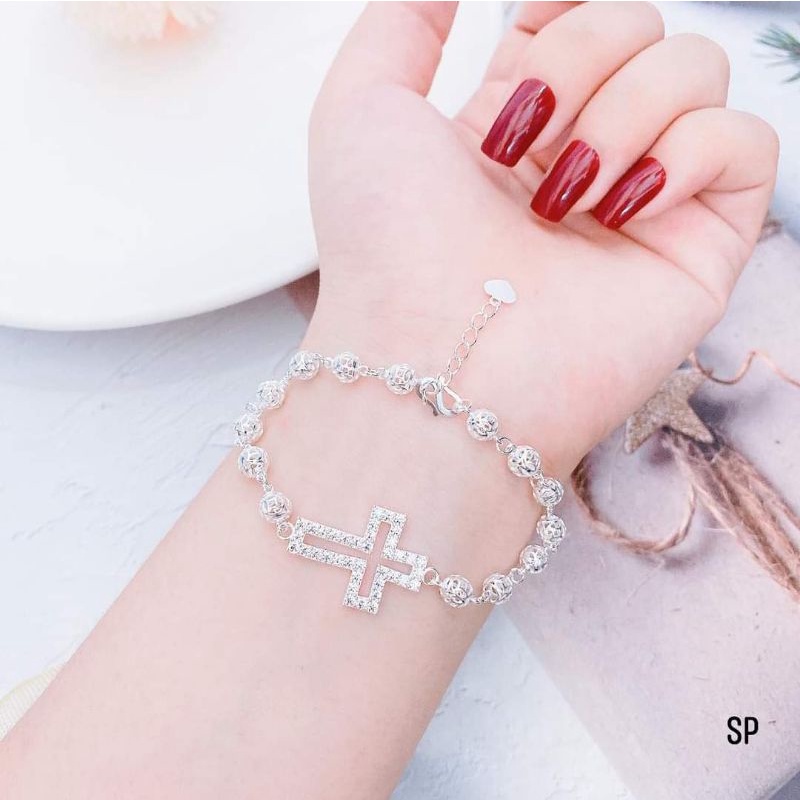 Lắc tay thánh giá bạc ta