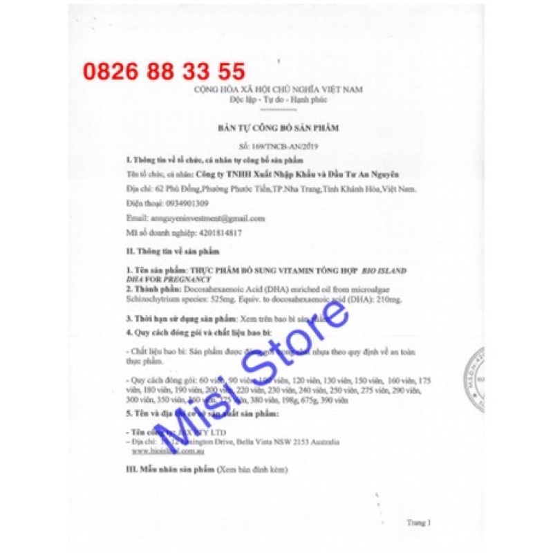 Viên uống Bio Island DHA dành cho bà bầu Úc