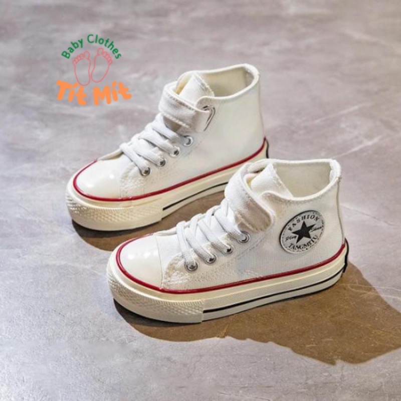Giày thể thao bé gái bé trai cổ cao kiểu Converse đi học đi chơi cho bé 3-10 tuổi TM879