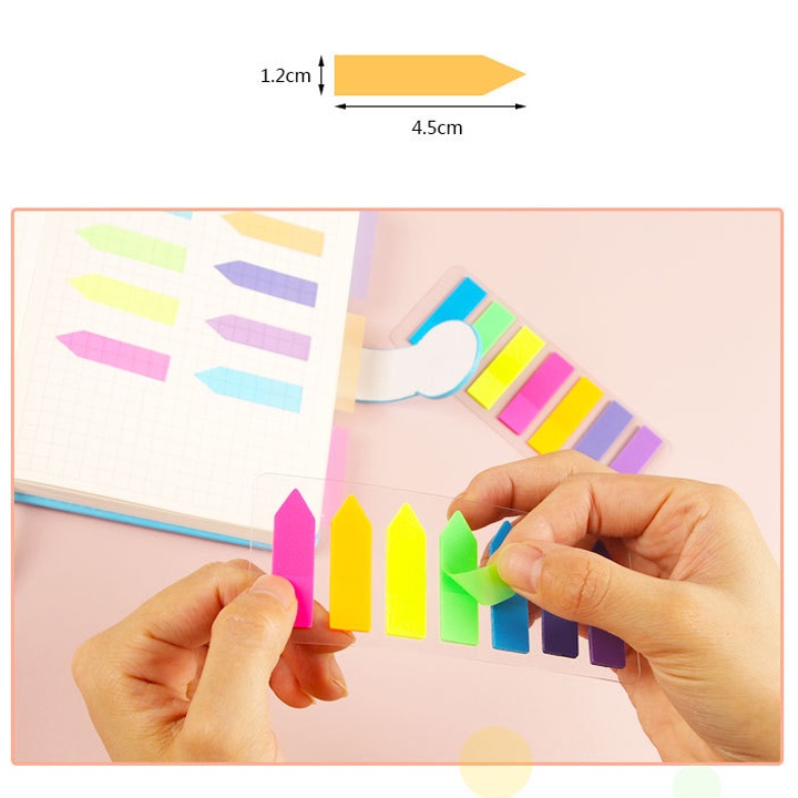 Set 3 tập Giấy Note Đánh Dấu Trang - Giấy Phân Trang 5 Màu Kami A630 Chất liệu Nhựa PP Màu Siêu Xinh