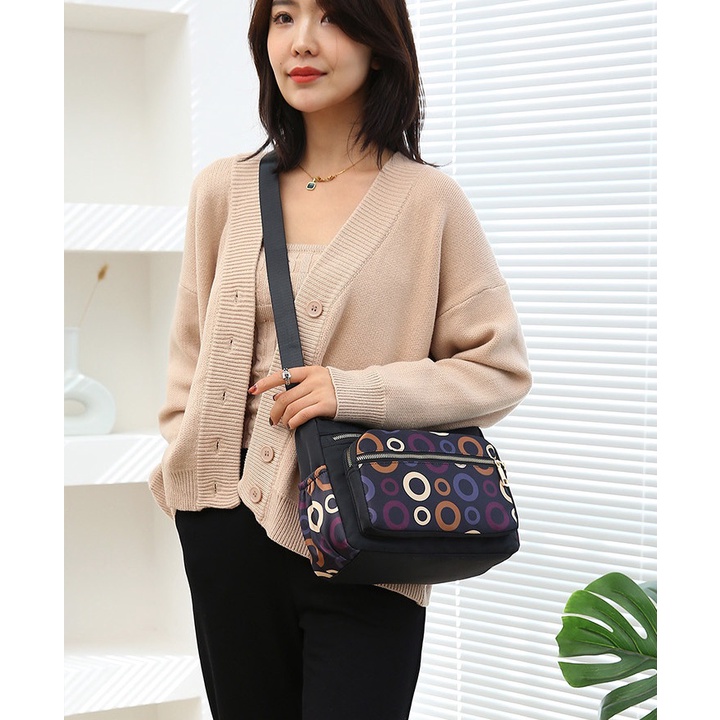 TÚI HỌA TIẾT VẢI DÙ OXFORD NHIỀU NGĂN, CHỐNG THẤM NƯỚC, CHỐNG XƯỚC CAO CẤP SIZE 28CM TUI-105