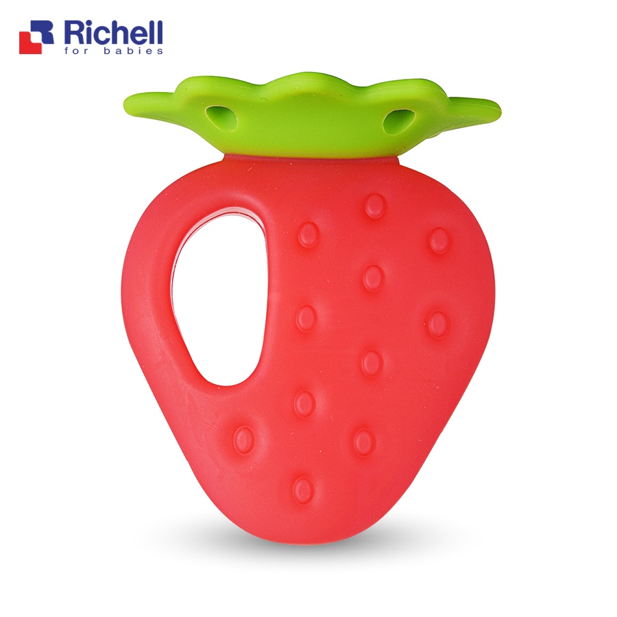 Miếng gặm nướu cho bé bằng Silicone cao cấp hình trái dâu Richell - RC22026 - mieng can rang cho be