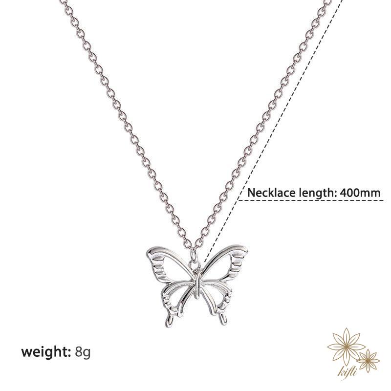 Vòng cổ hai lớp mặt hình bướm phong cách hip hop cá tính thời trang