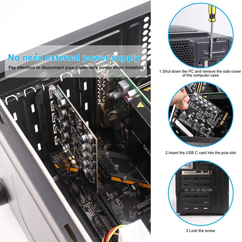 Bảng Mạch PCI-E Sang USB 3.2 5 Cổng Chuyên Dụng Cho PC Hỗ Trợ Windows 7 / 8 / 10 Mac Linux