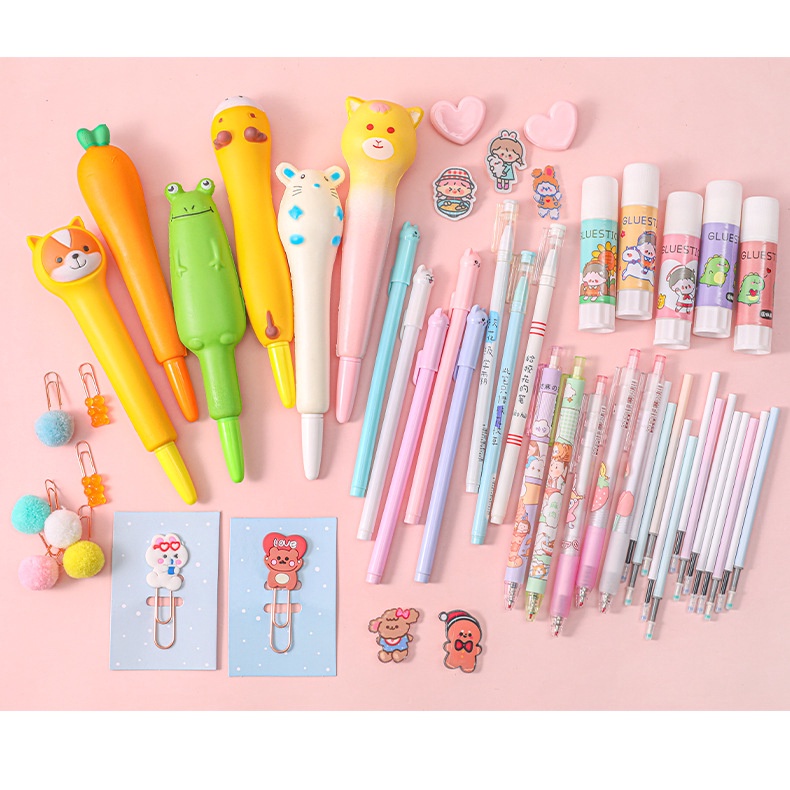 Hộp May Mắn Mù 1 Bút Giải Nén Ngẫu Nhiên + 1 ~ 2 Bút Gel + Món Quà Nhỏ Ngẫu Nhiên Cho Sinh Viên Hộp Quà Bất Ngờ Món Quà Dễ Thương Văn Phòng Phẩm Sáng Tạo