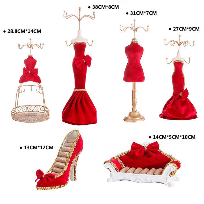 Giá trưng bày trang sức, Kệ trưng bày trang sức búp bê áo cưới thiết kế độc đáo màu đỏ