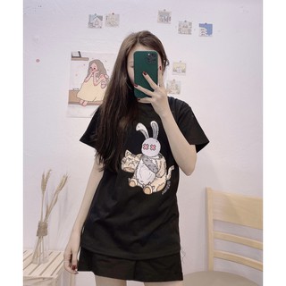 Áo thun nữ, áo phông nữ free size hàng qc loại 1 full túi zip_áo thỏ