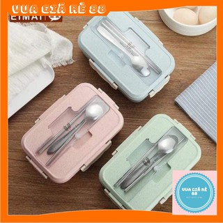 HỘP CƠM LÚA MẠCH 3 NGĂN KÈM ĐŨA THÌA❤️FREE SHIP❤️HỘP CƠM INOX SIÊU RẺ