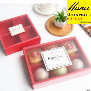 Hộp đựng 6 bánh trung thu 50-75g kèm túi, hộp đựng bánh cookie