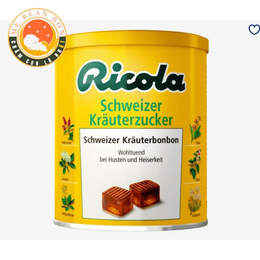 Viên Kẹo ngậm ho Ricola hộp 250g của Đức giúp ngăn ngừa ho và làm dịu cơn đau khàn giọng