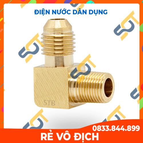 [Mã FREESHIP hoàn 50K] -  Co ren ngoài 3/8 (17), 1 đầu côn lồi NPT (Brass Flare Fitting Male Elbow 90)