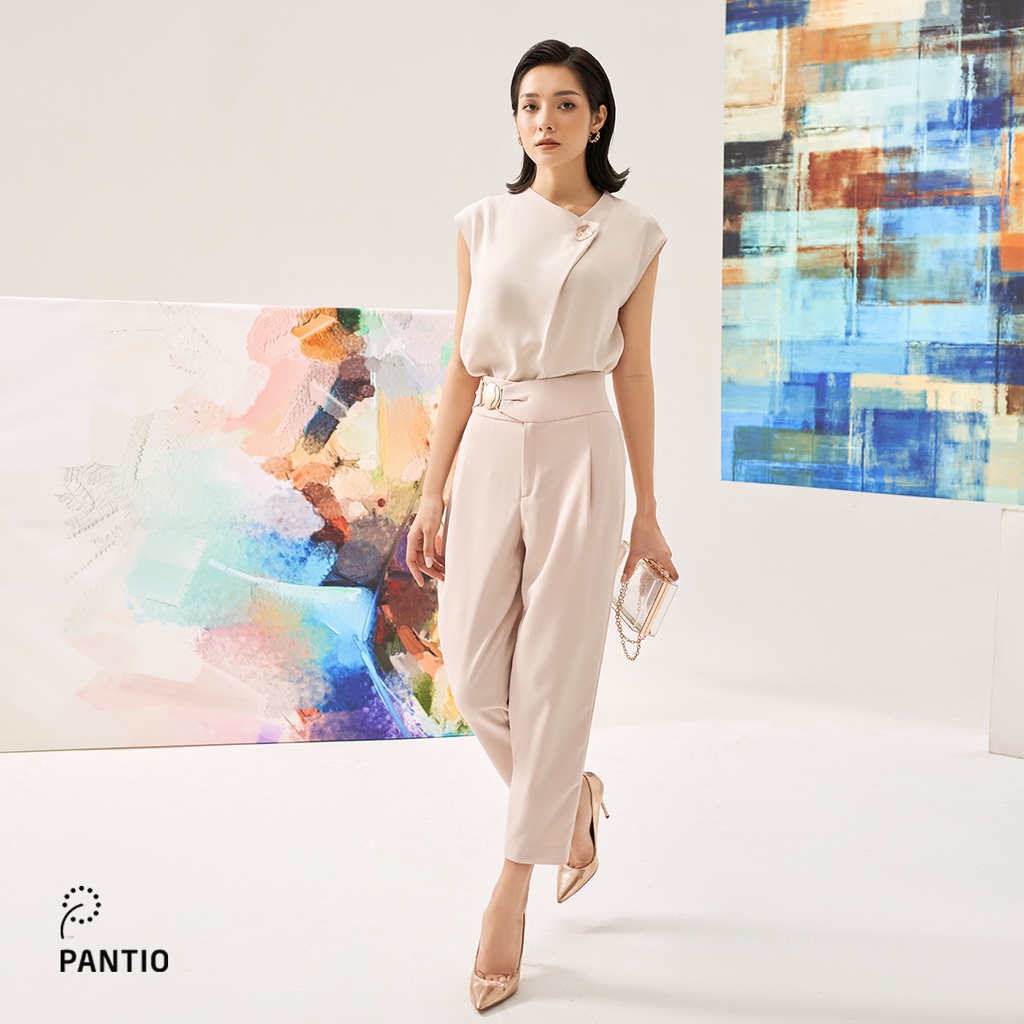 Áo sơ mi chất liệu lụa thiết kế khuy trước ngực dáng suông FAS32873 - PANTIO
