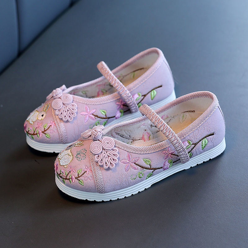 Giày Vải Thêu Thủ Công Phong Cách Dân Tộc Bắc Kinh Cổ Điển Cho Bé Gái