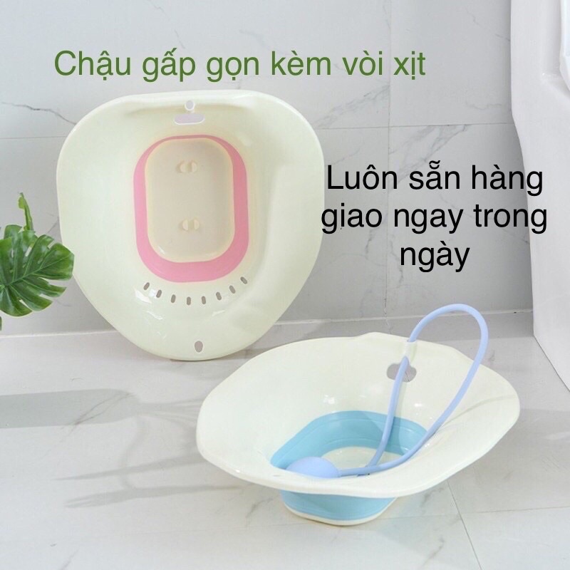 [Loại tốt]Chậu xông/Bô xông/Bồn xông vùng kín sau sinh có thể gấp gọn kèm vòi xịt