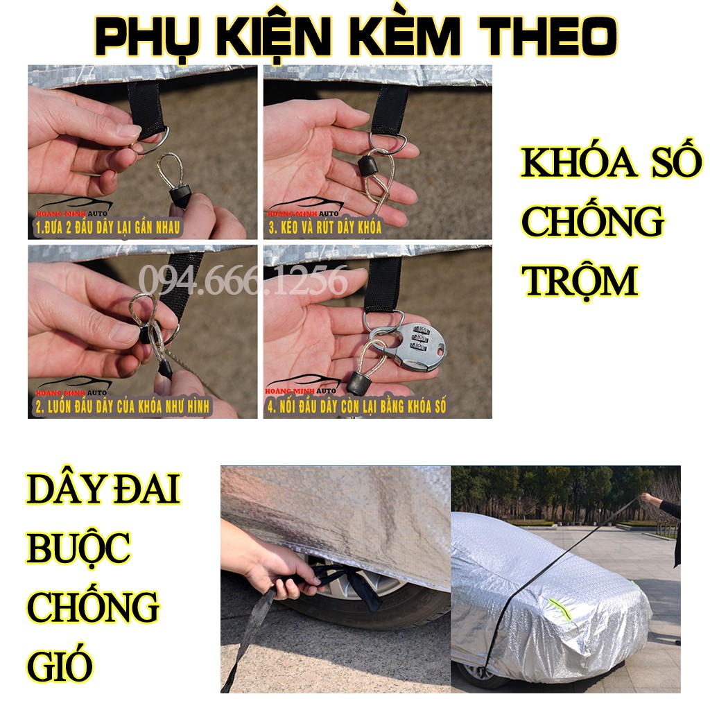 Bạt phủ ô tô 3 lớp cao cấp - Hàng dày nặng 3kg - Chống nóng, chống xước, chống cháy [Hot 2021]