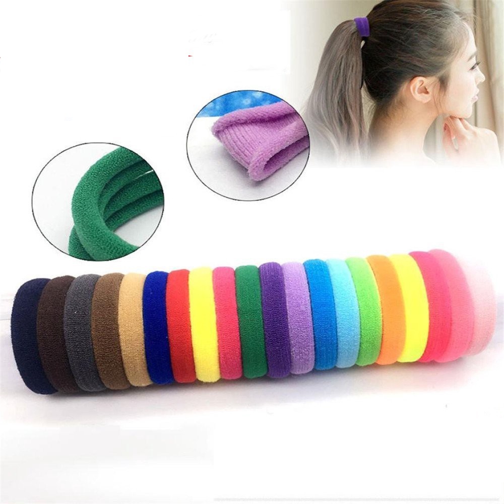 Dây buộc tócFREESHIPsét 20 chun buộc tóc, cột tóc bằng vải nhiều màu sắc kèm ống đựng trong suốt