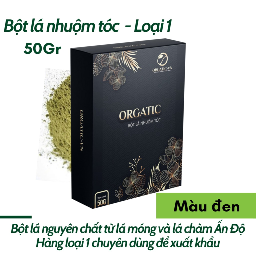 Bột Lá Nhuộm Tóc Ogatic ĐEN NHUỘM TÓC TỪ LÁ CÂY, 100% Thiên nhiên - 50Gr | BigBuy360 - bigbuy360.vn