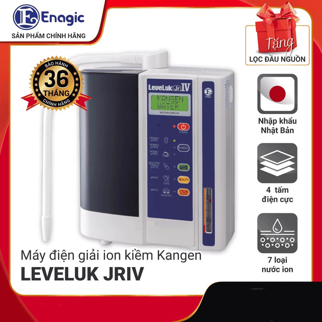Máy Lọc Nước Điện Giải Ion Kiềm KANGEN LEVELUK JRIV JR4 4 tấm điện cực 7 loại nước ion kiềm