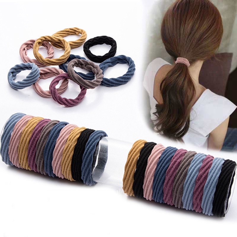 Set 10 dây buộc tóc co giãn nhiều màu sắc xinh xắn cho nữ