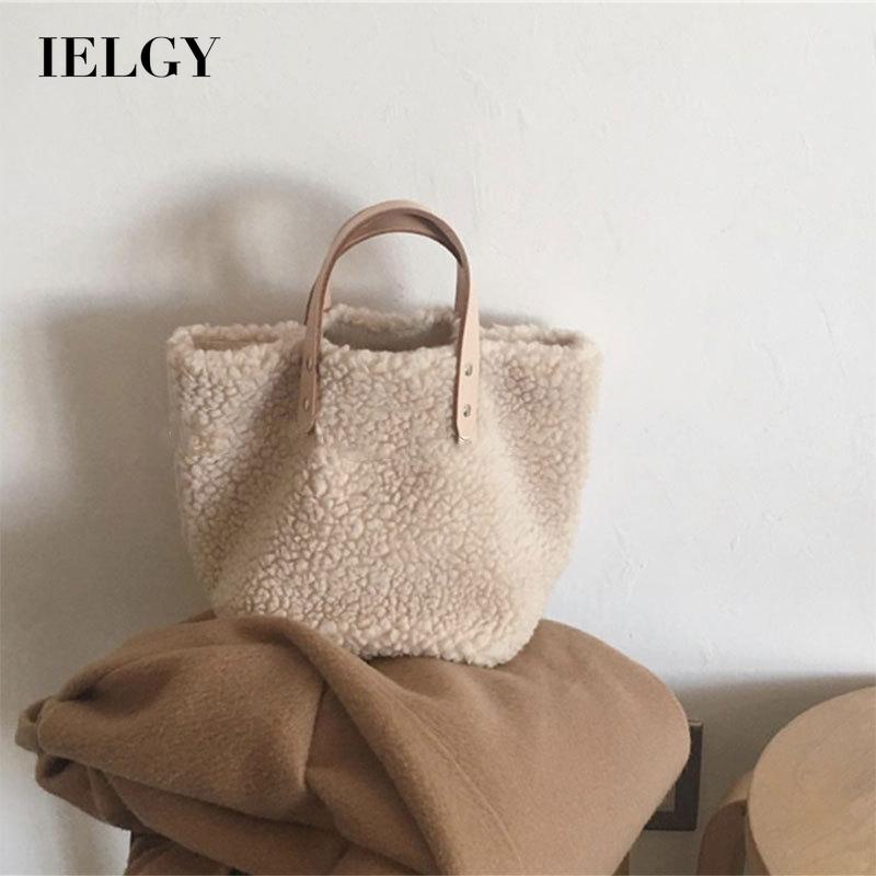 Túi Đeo Vai Bằng Lông Cừu Sức Chứa Lớn Có Khóa Kéo Thời Trang Đơn Giản Dễ Phối Đồ Cho Nữ