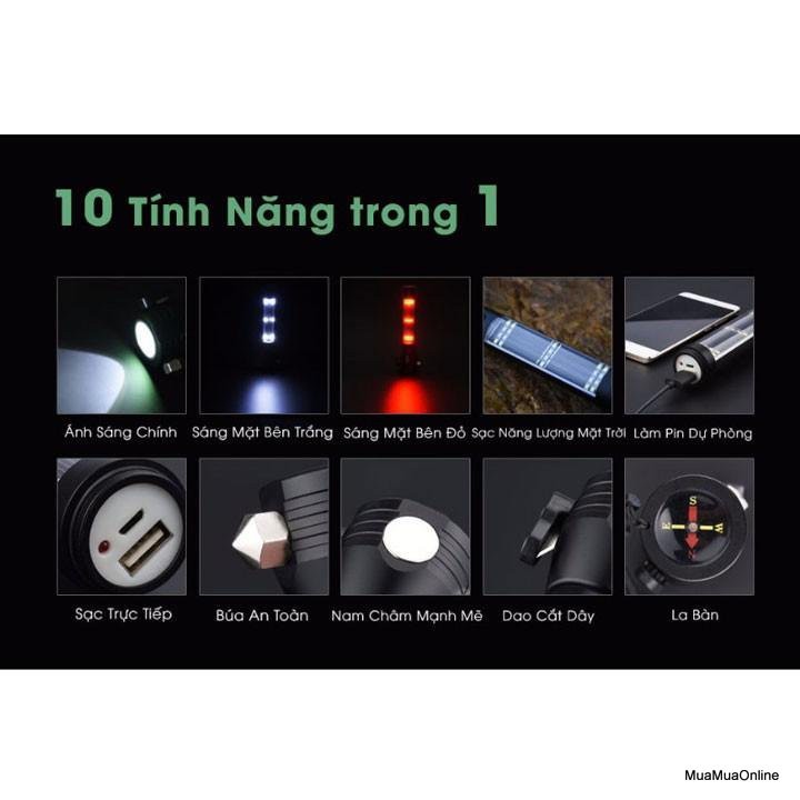 Đèn Pin 11 Chức Năng Solar Power Flashlight