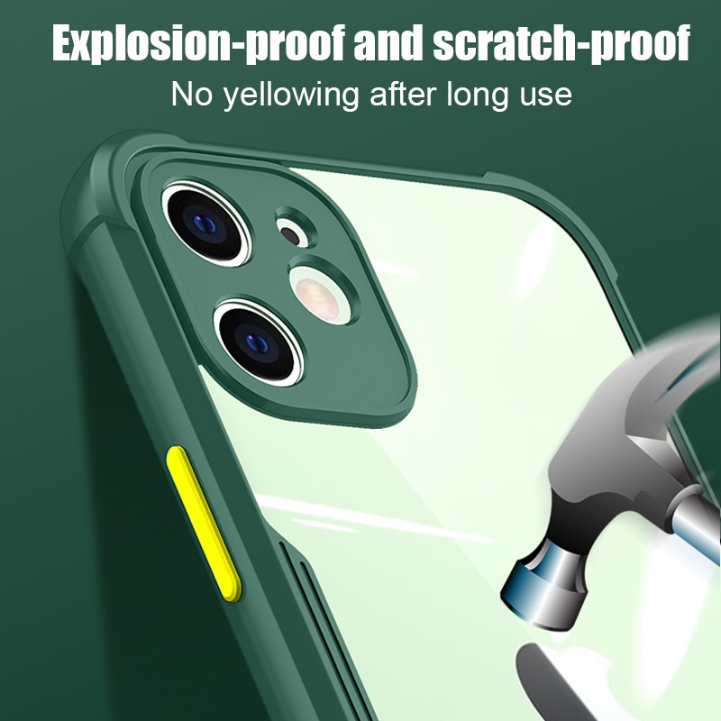 Ốp điện thoại trong suốt viền silicon có túi khí chống sốc cho iPhone 12 11 12 Mini Pro Max XS SE 2020 7 8 Plus