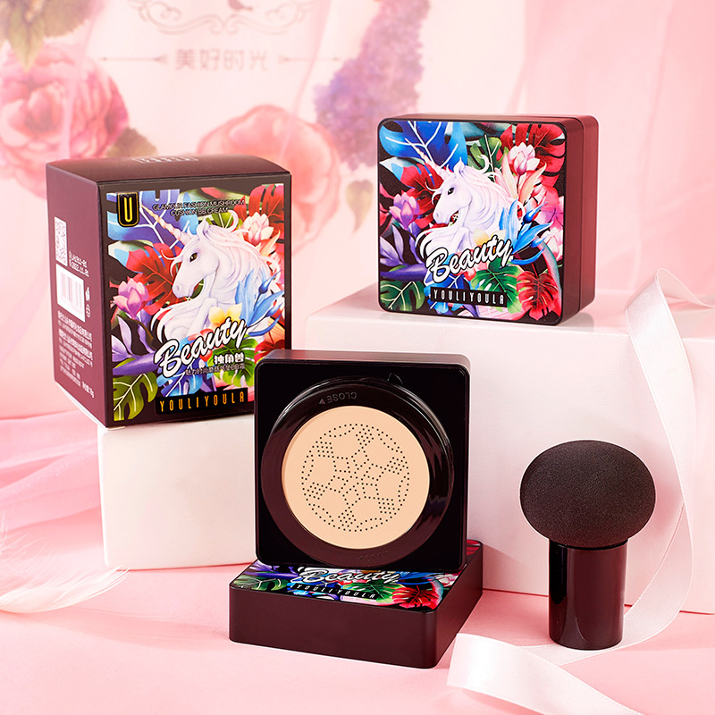 [Hàng mới về] Phấn Nước BB Trang Điểm Dưỡng Ẩm Chống Thấm Nước Kèm Mút Tán Đầu Nấm Thiết Kế Hộp Kỳ Lân