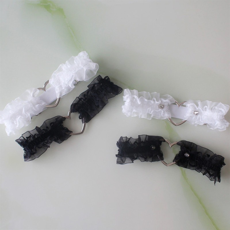 Dây đai đeo đùi phối ren hình trái tim 10mk phong cách lolita dễ thương