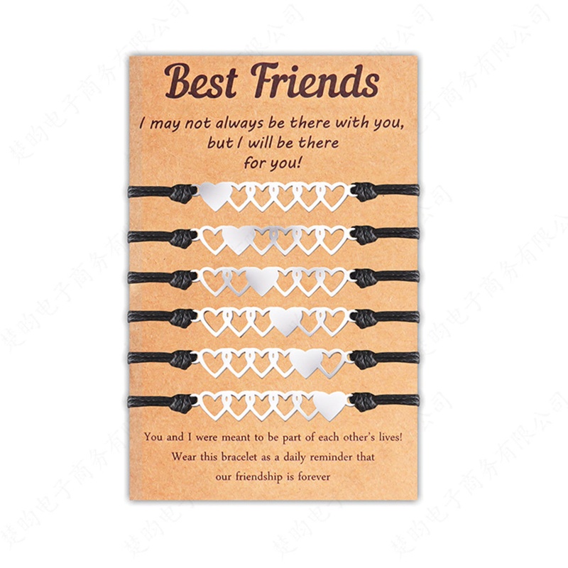 Set 6 Vòng Tay Tình Bạn Mặt Trái Tim Khắc Chữ Best Friend Dễ Thương