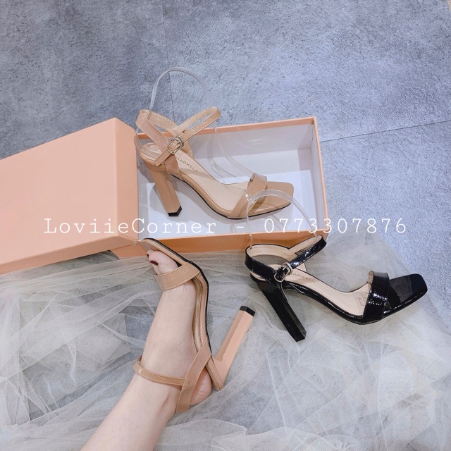 LOVIIECORNER-GIÀY SANDAL CAO GÓT 9 PHÂN QUAI MẢNH GÓT TRỤ VUÔNG 2 MÀU ( ĐEN - KEM ) - GIÀY CAO GÓT 9P QUAI MẢNH-G191169 | BigBuy360 - bigbuy360.vn