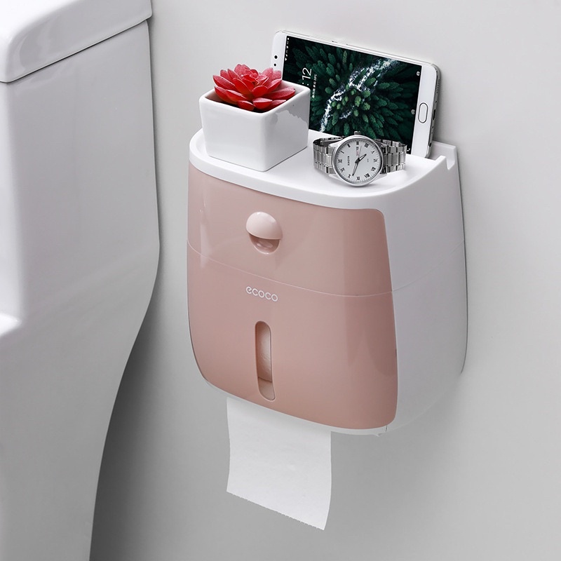 KỆ ĐỂ GIẤY VỆ SINH 2 TẦNG DÍNH HÚT CHÂN KHÔNG ECOCO E1804