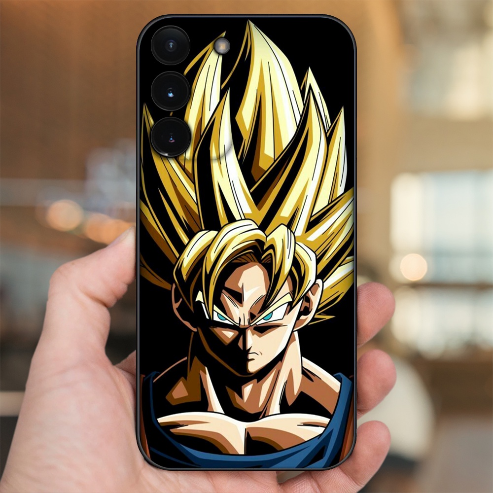 Ốp lưng Samsung S21, S21 Plus, S21 FE, S22, S22 Plus viền đen in hình Goku Dragon Ball