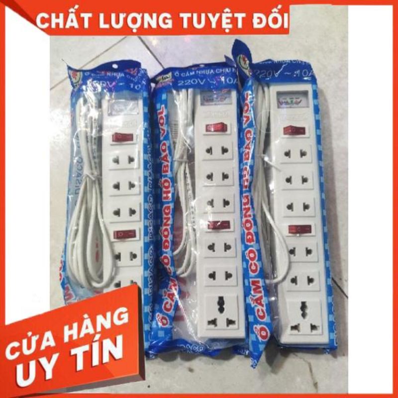 Ổ cắm điện 6 lỗ có đồng hồ đo vol 2 công tắc