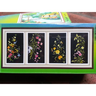 Tranh đính đá tứ quý nền đen H745