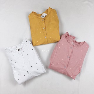 Áo sơ mi cổ bèo chấm bi